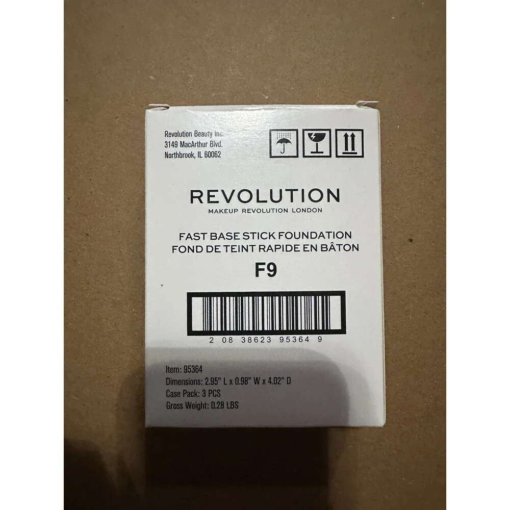 Makeup Revolution Fast Base Stick Foundation F9 3Pc Lot New